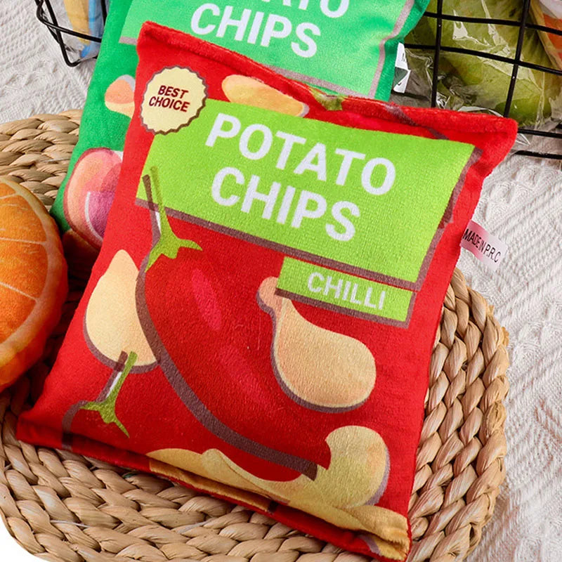 Realistic Potato Chips Plush Chew Toys for Dogs & Cats